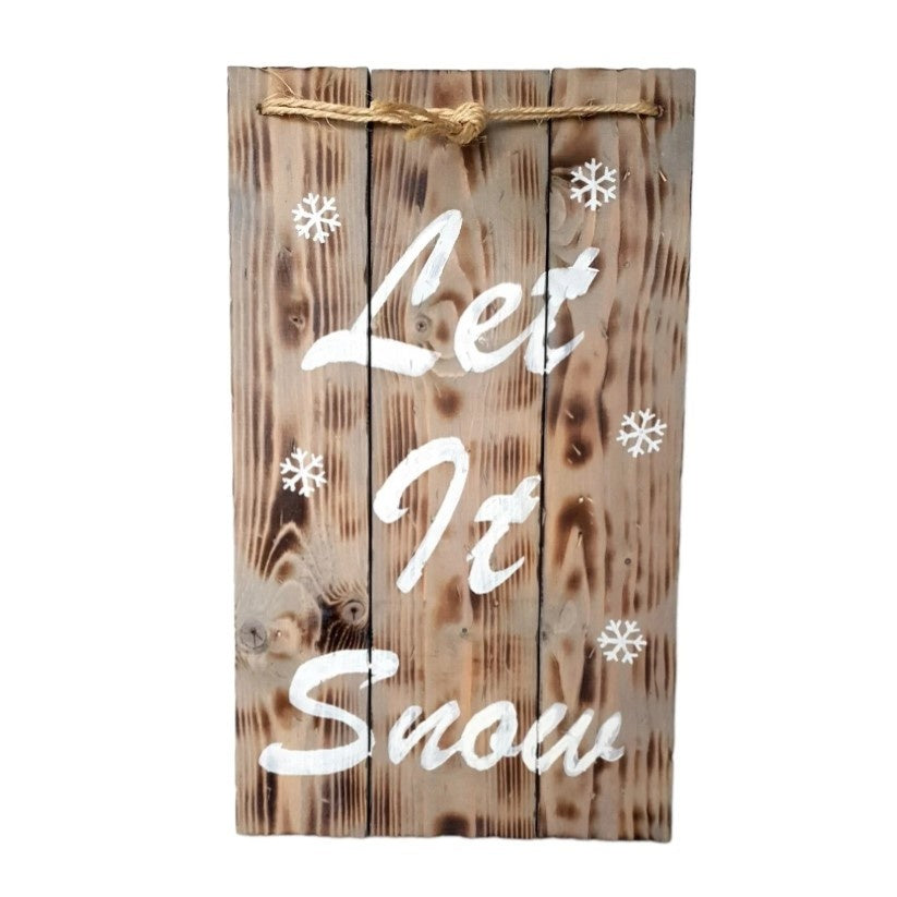 'Let it snow' houten bord